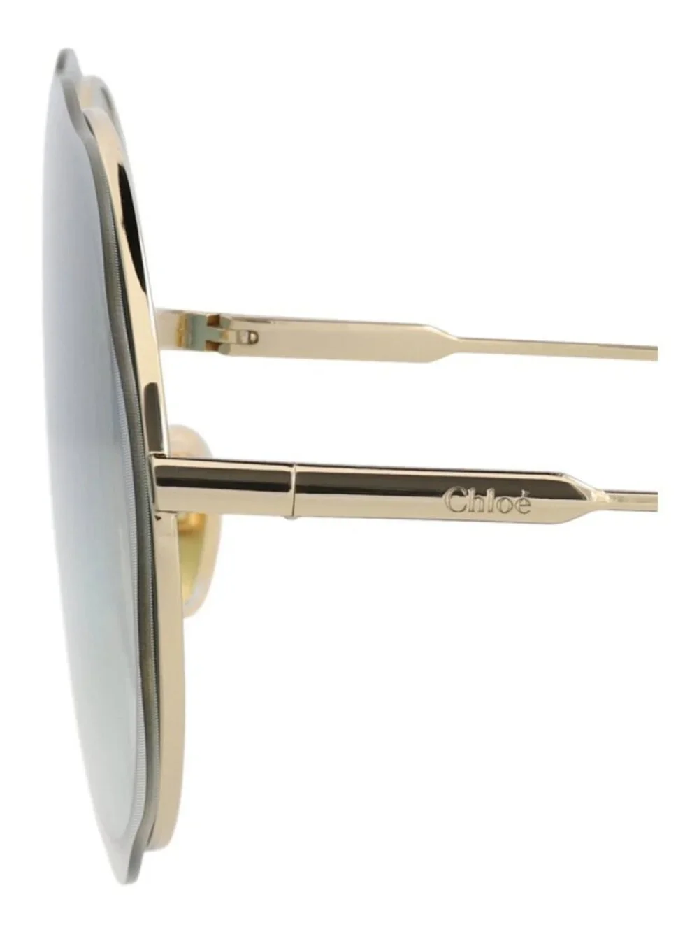 New Chloé Women's Sunglasses Round Oval Metal Frame Gold Gold Green
